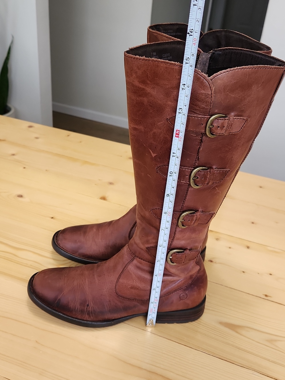 Born Cuatros Buckle Distressed Leather Womens Riding Knee High Boots Size 7.5 - Picture 15 of 17